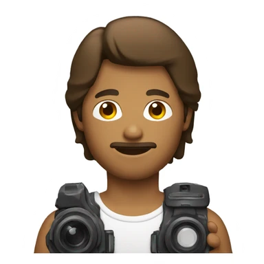 brown guy with mullet holding a camera sticker