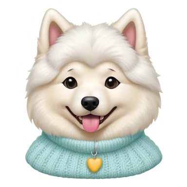 cute 
Samoyed tongue hanging out sitting 
 in a cute pastel sweater sticker