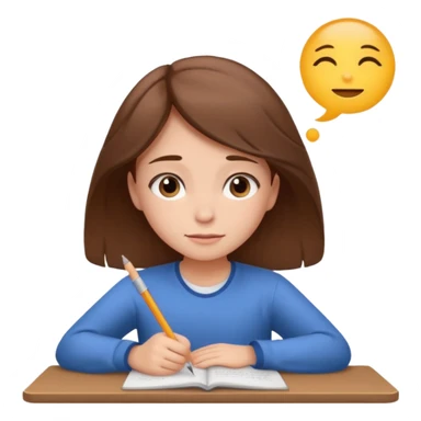 determined shy girl who is dreaming of 100% on her exam  brown hair sticker