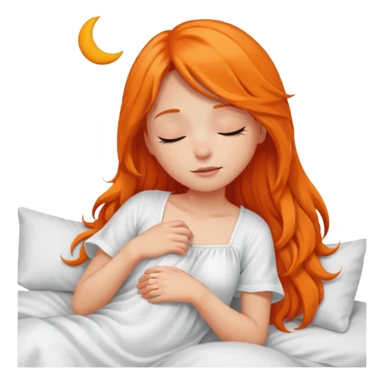 Orange long hair girl sleeping in bed alone sticker