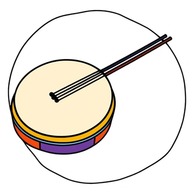 Tamborine with colorful strings attached  sticker