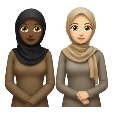 Two friends women in hijab black and brown beige  sticker