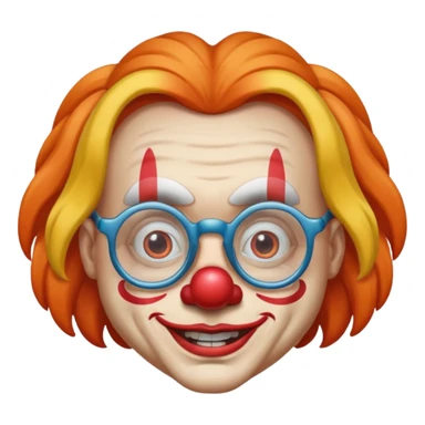 Funny clown wearing spectacles and having long hair like girls in face farming layers sticker