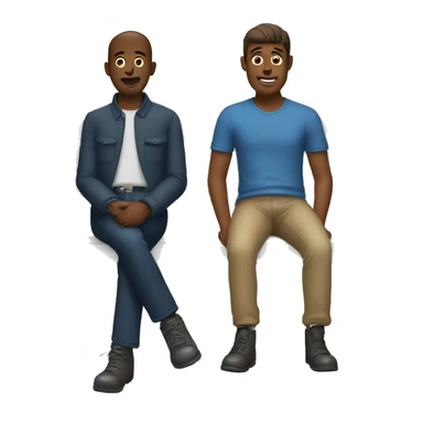 Two guys sitting in a bench talking  sticker