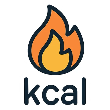 calories icon, stylized flame or energy symbol, clean and simple, suitable for app icon sticker