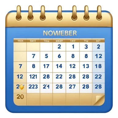 no generate an ios style background free calender, blue and gold and white with the date 22 november highlited sticker