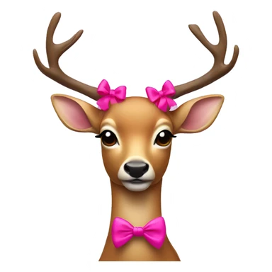 Deer with a hot pink bow on its head  sticker