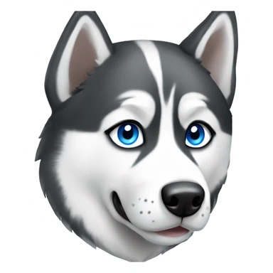 Cartoon Siberian husky black and white with blue eyes sticker