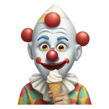 Sad clown eating ice cream sticker