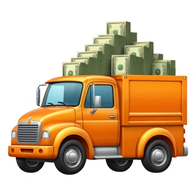 orange truck with money sticker
