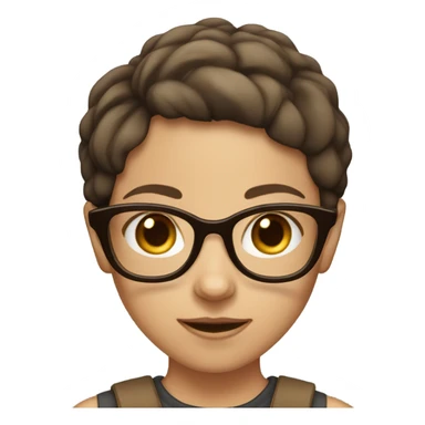 girl with short hair brown hair with glasses and doe eyes sticker
