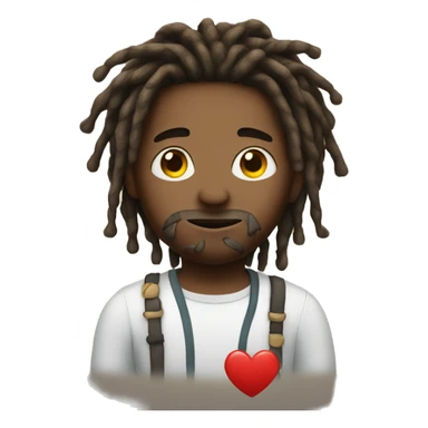 Guy with dreads holding a heart sticker