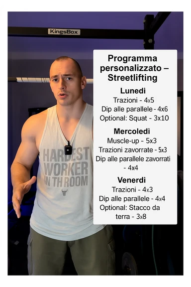 Uomo che crea un programma personalizzato per un suo cliente, sullo streetlifting, tutto in italiano sticker