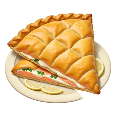 Karelian pasty with cream on top finnish with cream on top and salmon and lemon sticker