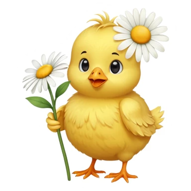 Pollito feliz con flor sticker