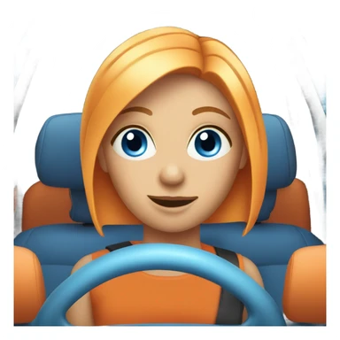 Blue eyed lady in an orange car  sticker