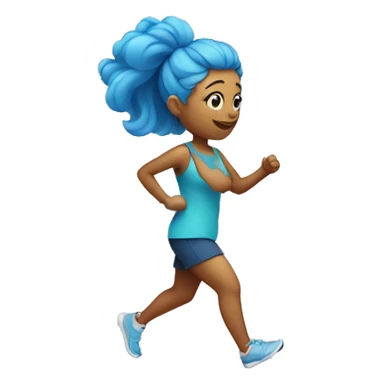 Girl with blue hair walking on treadmill sticker