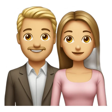 Homme blond et femme brune dans une boite sticker