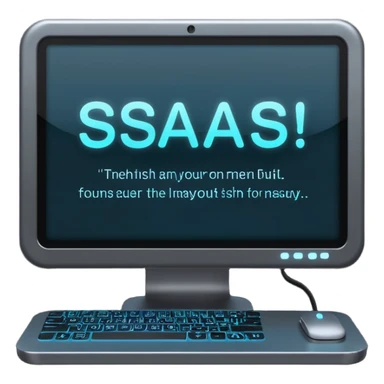 technical looking computer with text "SaaS" sticker