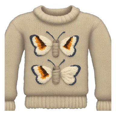 Knit sweater with butterfly design sticker