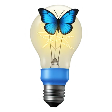blue butterfly light bulb sticker