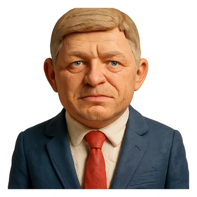 portrait of Robert Fico, Prime Minister of Slovakia in claymation style sticker