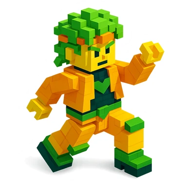Dio Brando from JoJo's Bizarre Adventure Season 3, as a LEGO minifigure, dramatic pose, blocky LEGO details, bold colors sticker