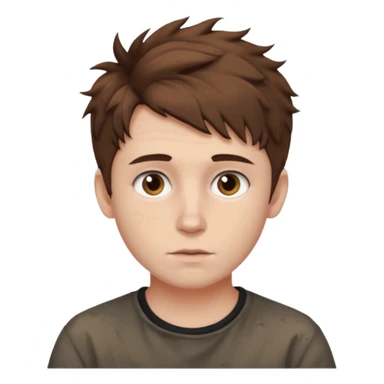 Create an emoji of YouTuber DavidMC's face - he has hair with short sides but a messy top, it is brown. It is not super curly and he has white skin sticker