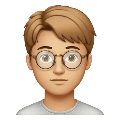 generate head of 25 years old man , programmer with circles glasses and bronze hairs  sticker