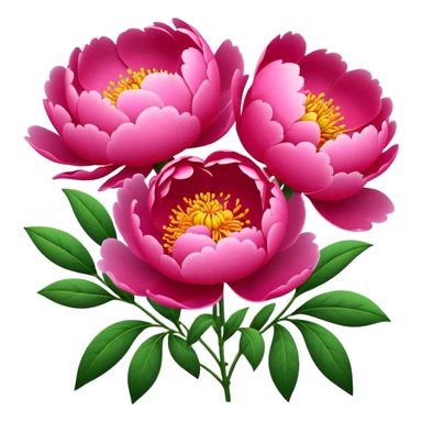 Luoyang Peony Festival colorful flowers park, simplified emoji style with bold outlines and bright colors, cartoon style blooming pink and red peonies sticker