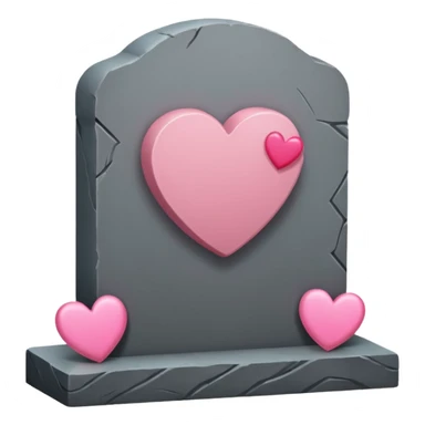 Headstone that says vaeh with pink hearts sticker