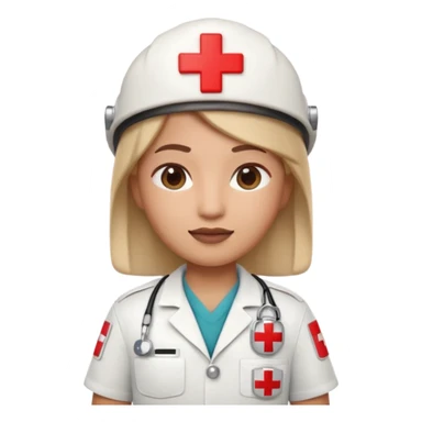 Apple Memoji-style 3D emoji of a paramedic with a red cross badge and medical kit, rounded shapes, soft shading, no background.
 sticker