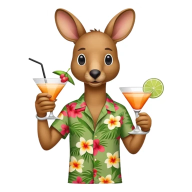 Kangaroo with Hawaii shirt and coctail sticker