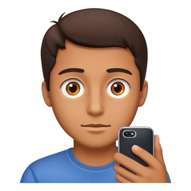 A guy scrolling on this phone, his eyes looking the phone very close sticker