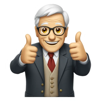smiling old man in suit with thumb up sticker