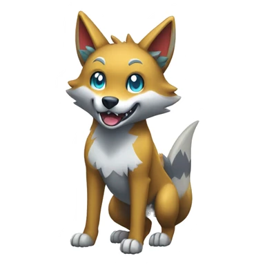 Shiny Colorful Wolf-Pokémon with a shark tail and a shark fin on back Full Body sticker