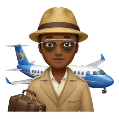 Visage homme créole réunionnais avec chapeau arrive avion sticker