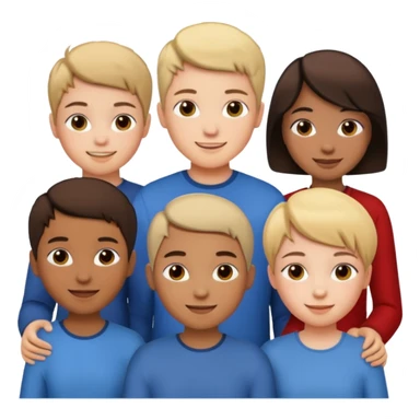 I want a 5 persons, 3 girls, one of them have a short hair, and 2 boys  sticker