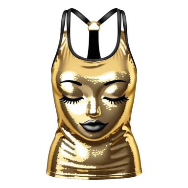 halter neck tank top with gold and silver sequins sticker