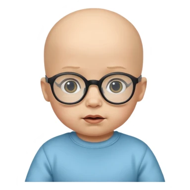 bald baby with black glasses sticker