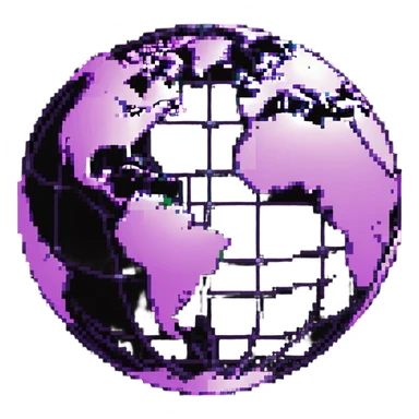 world globe with a connected network, purple and light pink colors sticker