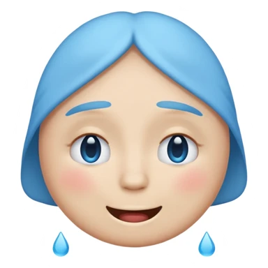Pleading Face emoji, smiling with closed eyes and two large blue tears—iOS style. sticker