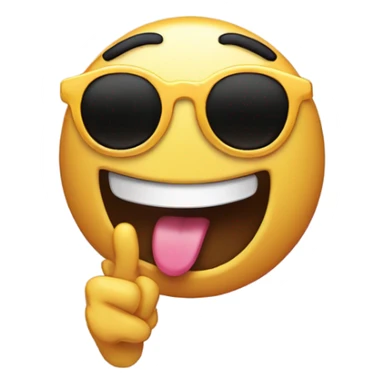 Smiling emoji with sunglasses that’s crying that’s throwing up a peace sign sticker