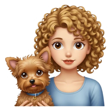 Hot dog girl curly and yorkie dog sticker