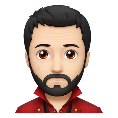 Jean Valjean From Les Miserables with light skin, gray eyes, Black Hair, red outfit sticker