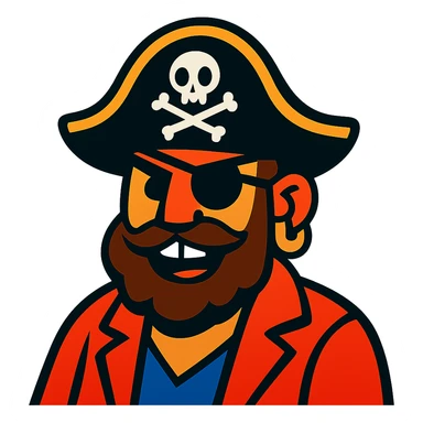 cartoonish pirate with eyepatch and hat sticker