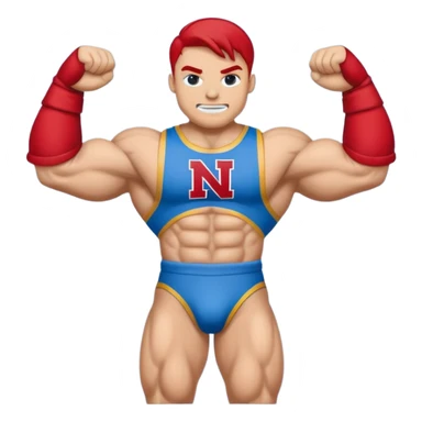 Can you create a emoji of threw Nebraska Cornhusker mascot sitting on top of the UCLA Bruin mascot sticker