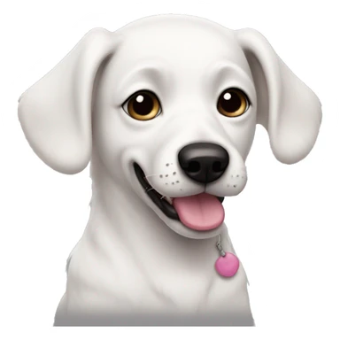 White dog with black ears, black nose, saggy pink eyes sticker