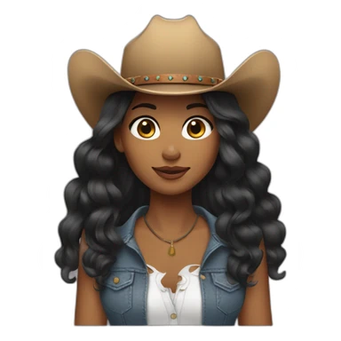 cowgirl black straight hair sticker