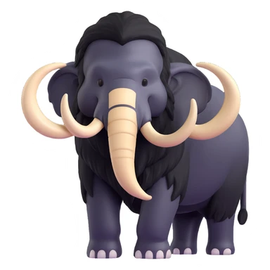 mammoth with black fur and white tusks, clear details sticker